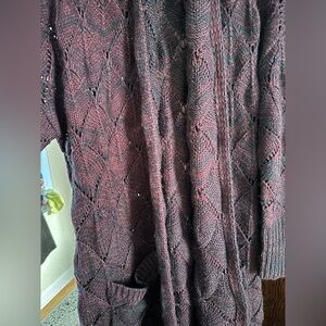 Women's Burgundy and Blue, Cozy Knit Sweater